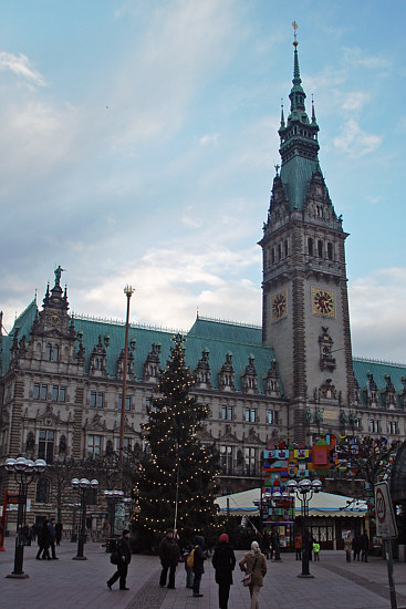 Weihnachtsbaum auf dem Hamburger Rathausmarkt