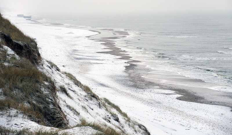 Sne på stranden (Vester Husby - Danmark)